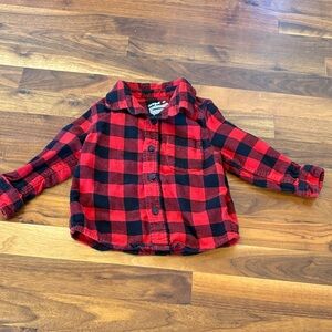 Cat & Jack Toddler Red & Black Checkered Button Down Shirt